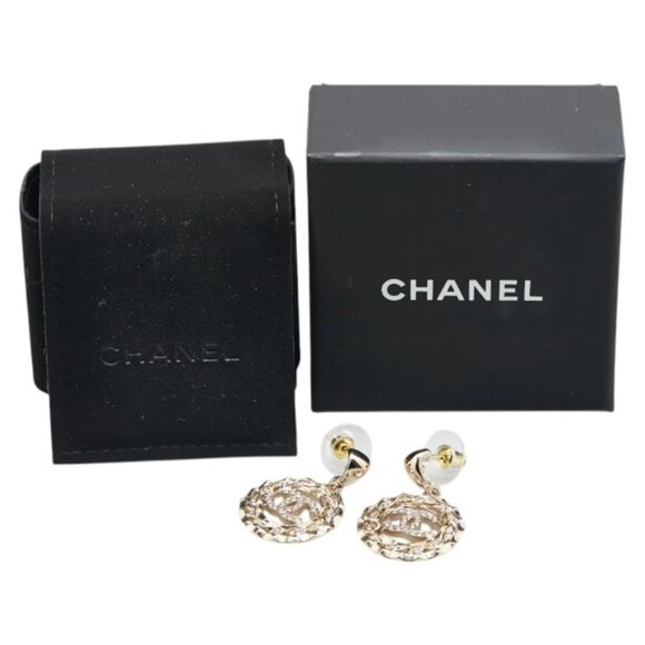 #44a - CHANEL Coco Mark Rhinestone Earrings Silver - Picture 3 of 15
